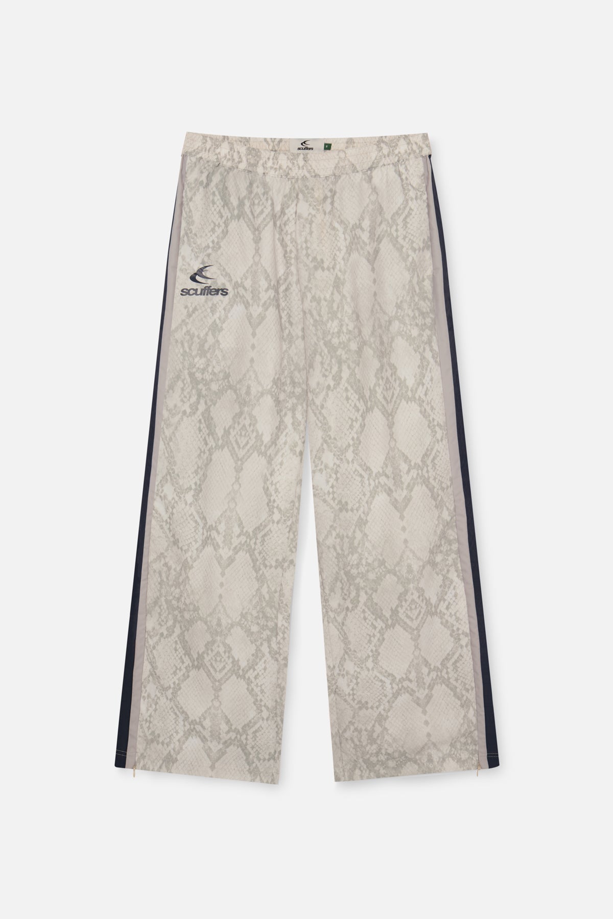 Pantalon technique gris clair à motif serpent