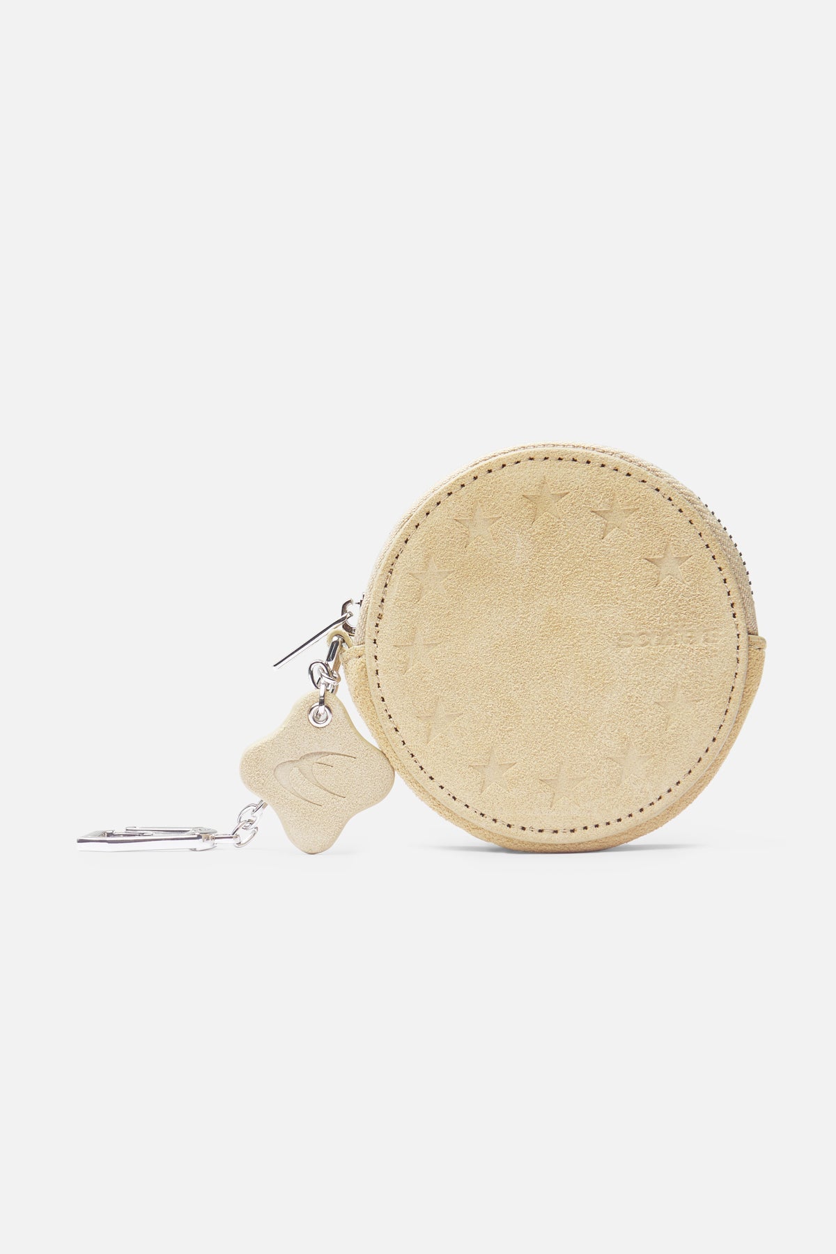 Portefeuille porte-clés en daim écru