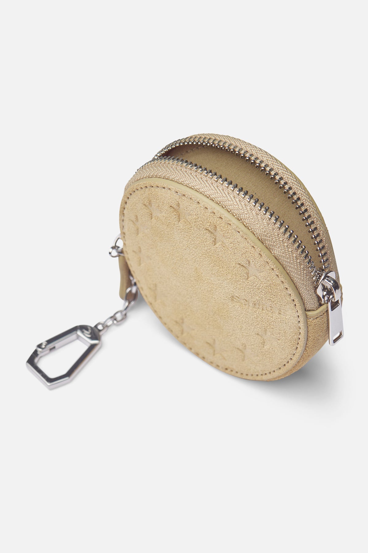 Portefeuille porte-clés en daim écru