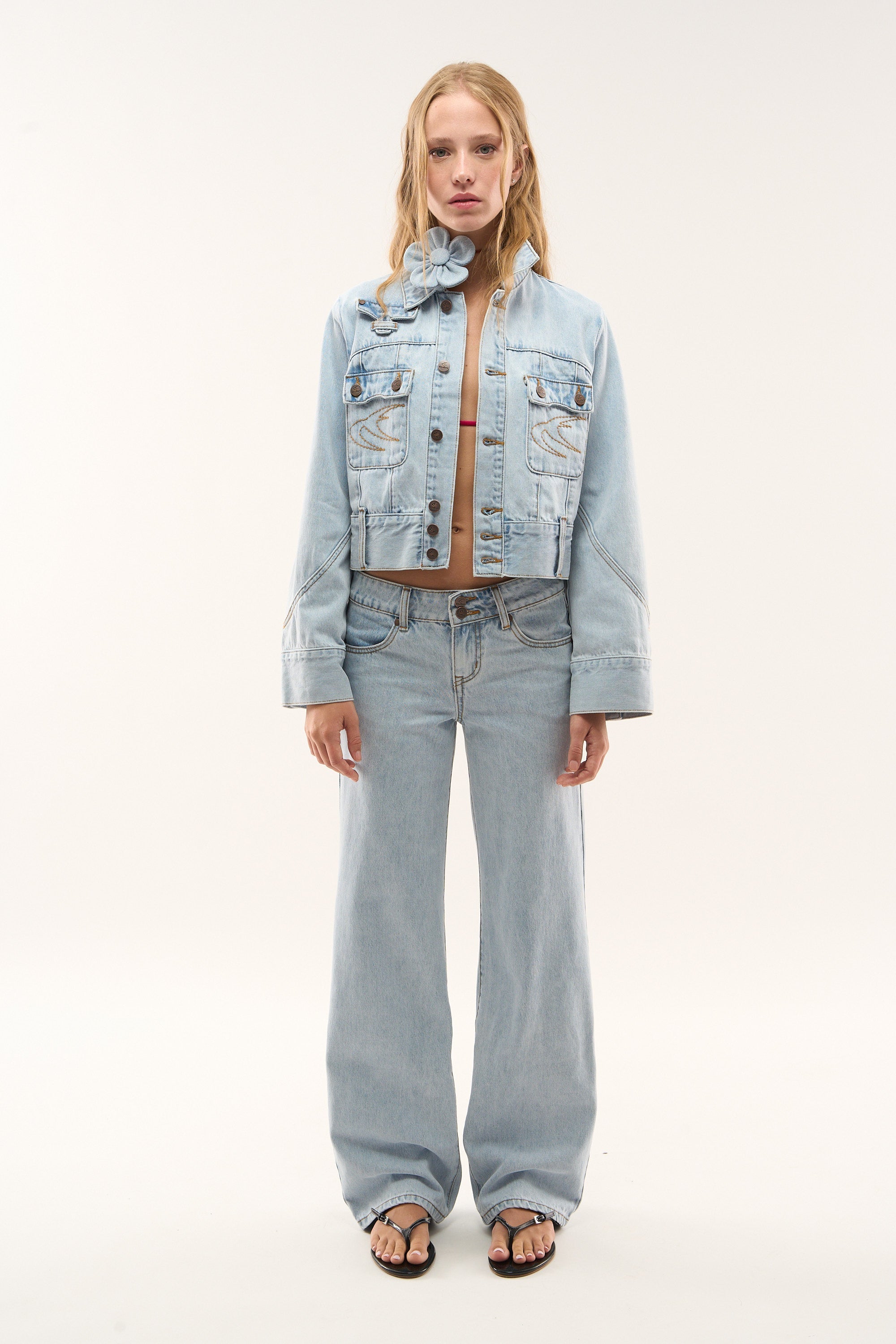 Veste en jean bleu marine clair