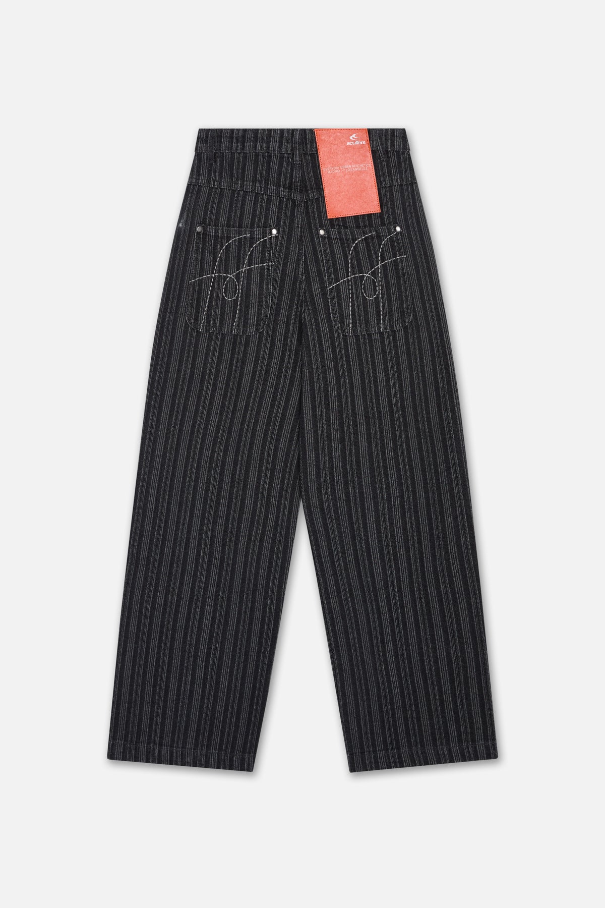 Pantalon en jean noir rayé
